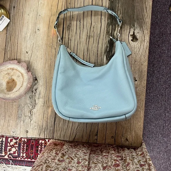 Coach Jules Pebbled Leather Shoulder Hobo in Light Blue - Picture 2 of 13